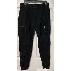 Sean John Black Cargo Pants Mens Zipper Pockets‎ Slim Jogger Utility Style